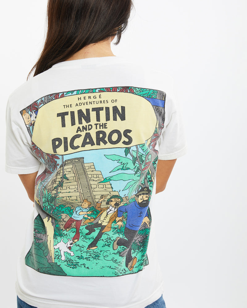 Vintage 90s The Adventures Of Tintin Tee <br>XXS , The Real Deal , newtown, sydney, australia, thrift store, opshop, preloved, secondhand, sustainable, retro, antique, 70s, 80s, 90s, 2000s, 00s, fashion, clothing, streetwear, trendy, garment, style, boutique, store, shop, archive, sale, cheap, best, top