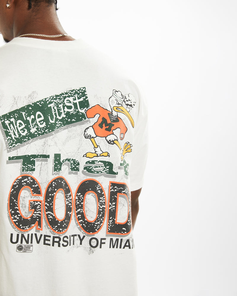 Vintage 90s NCAA Miami Hurricanes Tee <br>XL , The Real Deal , newtown, sydney, australia, thrift store, opshop, preloved, secondhand, sustainable, retro, antique, 70s, 80s, 90s, 2000s, 00s, fashion, clothing, streetwear, trendy, garment, style, boutique, store, shop, archive, sale, cheap, best, top