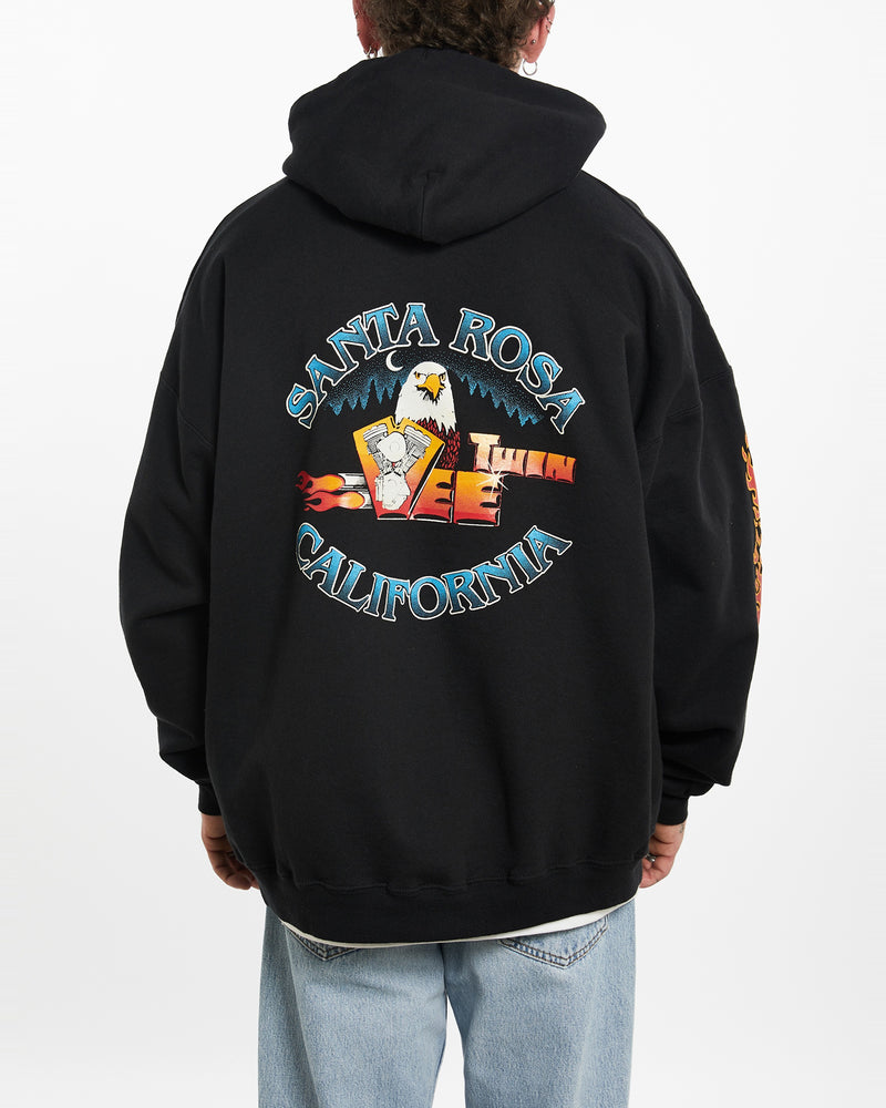 Vintage 90s Deadstock Santa Rosa California 'Twin Vee' Hooded Sweatshirt <br>L , The Real Deal , newtown, sydney, australia, thrift store, opshop, preloved, secondhand, sustainable, retro, antique, 70s, 80s, 90s, 2000s, 00s, fashion, clothing, streetwear, trendy, garment, style, boutique, store, shop, archive, sale, cheap, best, top