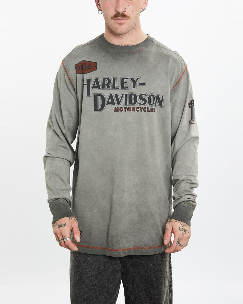 Harley Davidson Long Sleeve Tee <br>L , The Real Deal , newtown, sydney, australia, thrift store, opshop, preloved, secondhand, sustainable, retro, antique, 70s, 80s, 90s, 2000s, 00s, fashion, clothing, streetwear, trendy, garment, style, boutique, store, shop, archive, sale, cheap, best, top