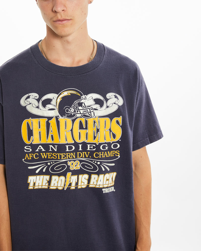 Vintage 90s NFL San Diego Chargers Tee <br>L , The Real Deal , newtown, sydney, australia, thrift store, opshop, preloved, secondhand, sustainable, retro, antique, 70s, 80s, 90s, 2000s, 00s, fashion, clothing, streetwear, trendy, garment, style, boutique, store, shop, archive, sale, cheap, best, top