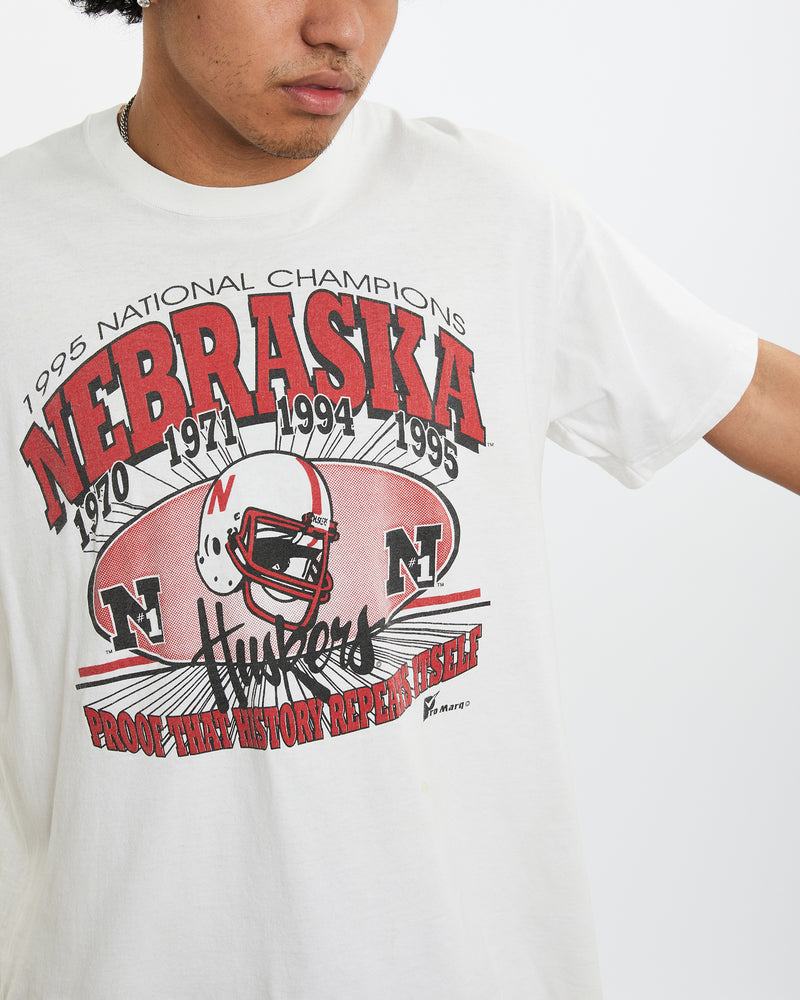 Vintage 1995 NCAA University of Nebraska Huskers Tee <br>L