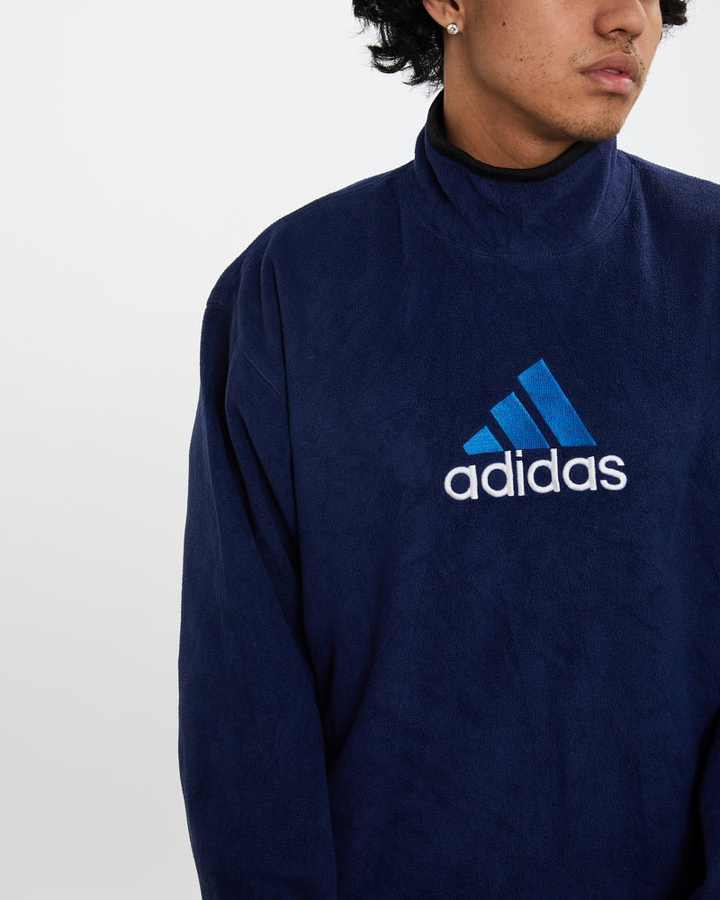 Vintage 90s Adidas Fleece Mock Neck Sweatshirt <br>L