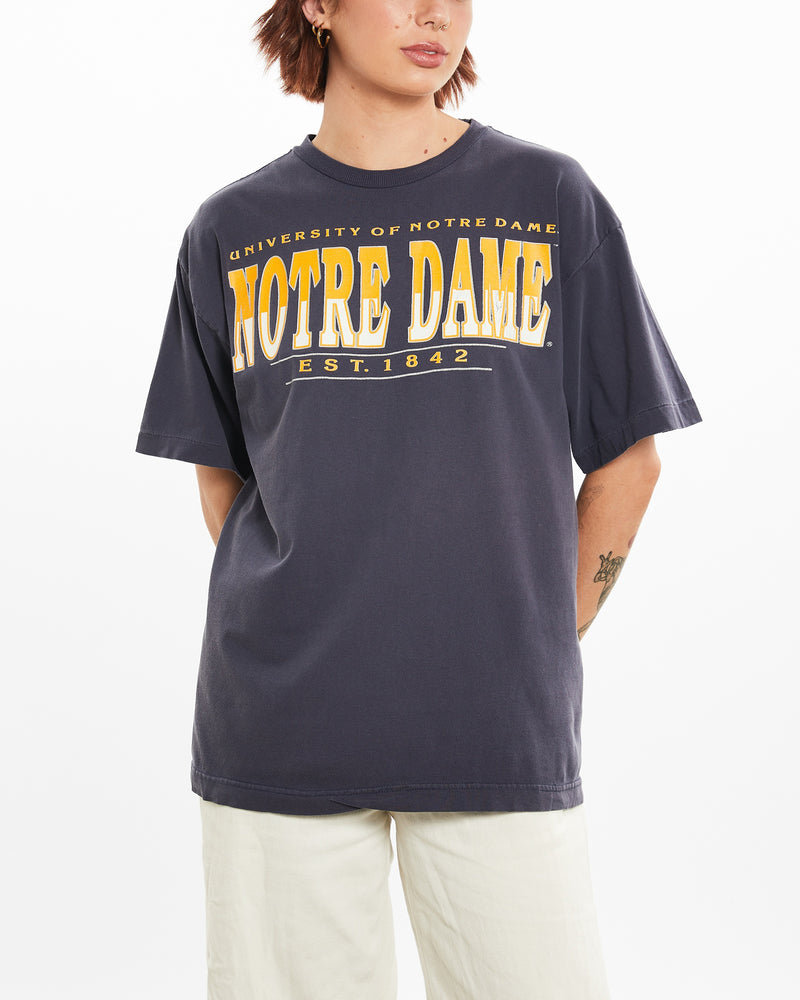 Vintage 90s University Of Notre Dame Tee <br>M , The Real Deal , newtown, sydney, australia, thrift store, opshop, preloved, secondhand, sustainable, retro, antique, 70s, 80s, 90s, 2000s, 00s, fashion, clothing, streetwear, trendy, garment, style, boutique, store, shop, archive, sale, cheap, best, top