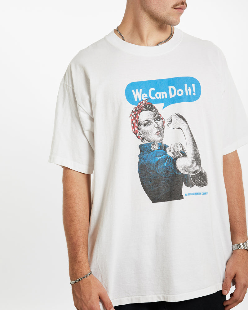 Vintage 90s Rosie the Riveter 'We Can Do It' Tee <br>XL , The Real Deal , newtown, sydney, australia, thrift store, opshop, preloved, secondhand, sustainable, retro, antique, 70s, 80s, 90s, 2000s, 00s, fashion, clothing, streetwear, trendy, garment, style, boutique, store, shop, archive, sale, cheap, best, top