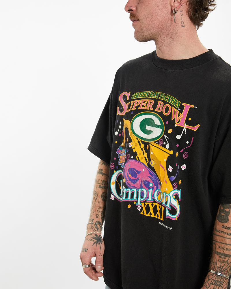 Vintage 1997 NFL Green Bay Packers 'Super Bowl' Tee <br>L , The Real Deal , newtown, sydney, australia, thrift store, opshop, preloved, secondhand, sustainable, retro, antique, 70s, 80s, 90s, 2000s, 00s, fashion, clothing, streetwear, trendy, garment, style, boutique, store, shop, archive, sale, cheap, best, top