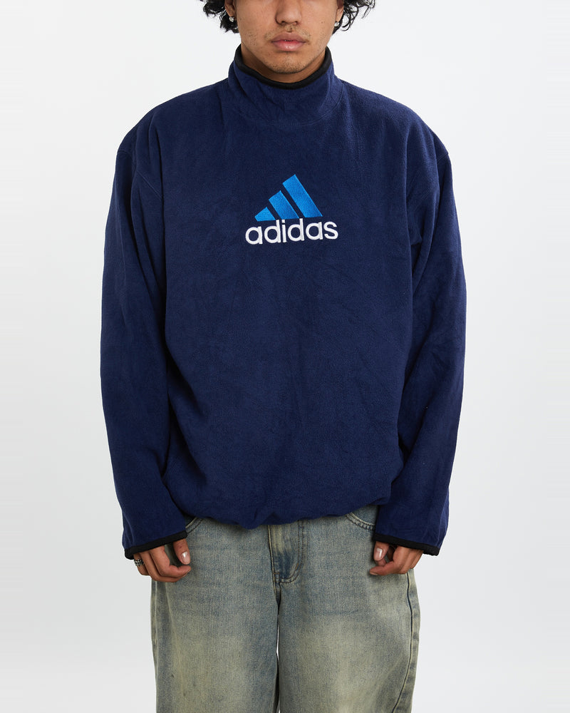 Vintage 90s Adidas Fleece Mock Neck Sweatshirt <br>L