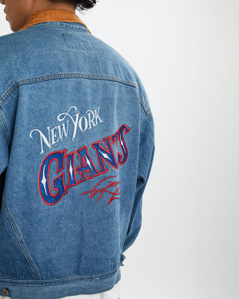 Vintage 90s NFL New York Giants Denim Jacket <br>L , The Real Deal , newtown, sydney, australia, thrift store, opshop, preloved, secondhand, sustainable, retro, antique, 70s, 80s, 90s, 2000s, 00s, fashion, clothing, streetwear, trendy, garment, style, boutique, store, shop, archive, sale, cheap, best, top