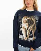 Vintage 90s Wolf Wildlife Sweatshirt <br>M , The Real Deal , newtown, sydney, australia, thrift store, opshop, preloved, secondhand, sustainable, retro, antique, 70s, 80s, 90s, 2000s, 00s, fashion, clothing, streetwear, trendy, garment, style, boutique, store, shop, archive, sale, cheap, best, top