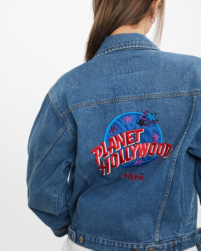 Vintage 1991 Planet Hollywood 'Paris' Denim Jacket <br>L , The Real Deal , newtown, sydney, australia, thrift store, opshop, preloved, secondhand, sustainable, retro, antique, 70s, 80s, 90s, 2000s, 00s, fashion, clothing, streetwear, trendy, garment, style, boutique, store, shop, archive, sale, cheap, best, top