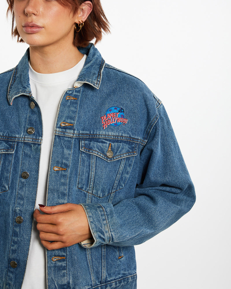 Vintage Planet Hollywood Denim Jacket <br>M , The Real Deal , newtown, sydney, australia, thrift store, opshop, preloved, secondhand, sustainable, retro, antique, 70s, 80s, 90s, 2000s, 00s, fashion, clothing, streetwear, trendy, garment, style, boutique, store, shop, archive, sale, cheap, best, top